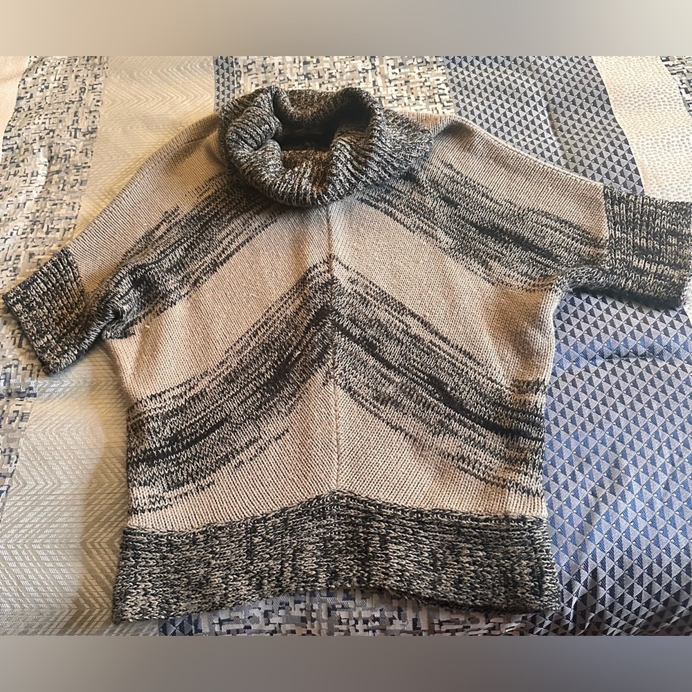 Romeo & Juliet Couture Gray and Black Cowl Neck Sweater